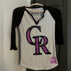Colorado Rockies sequin baseball tee